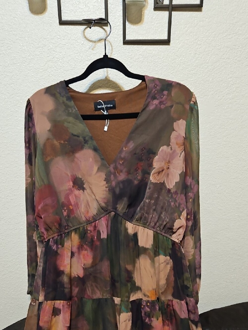 Boho Floral Tiered Maxi Dress in Dusty Rose and Olive by Unknown - Picture 2 of 10